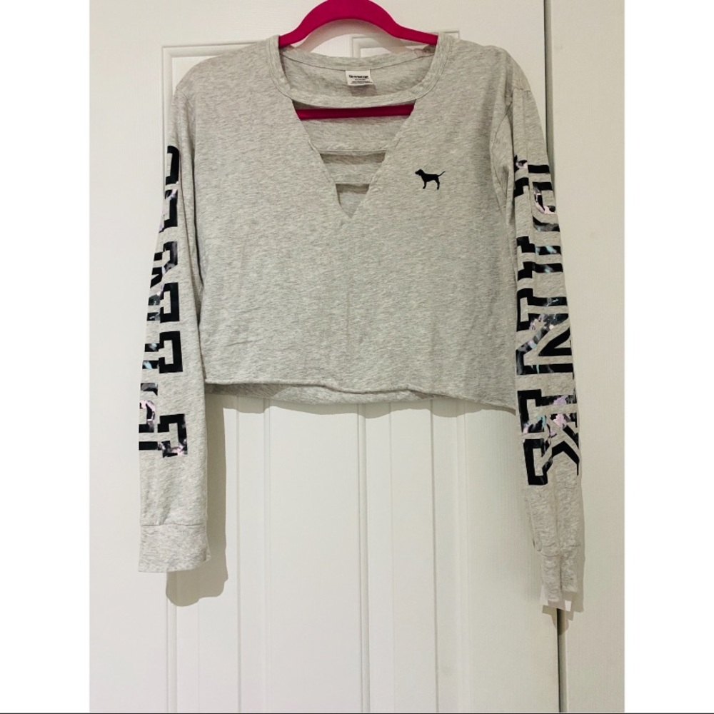 PINK crop top long sleeve